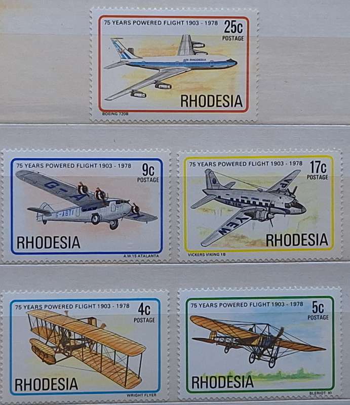 Rhodesia 1978 75 years Powered Flight Part Set 5 Used stamps