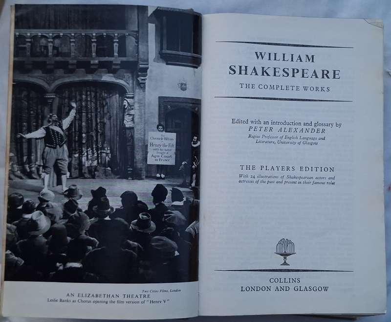 William Shakespeare: The Complete Works Ed: Peter Alexander Hardcover Reprint 1961
