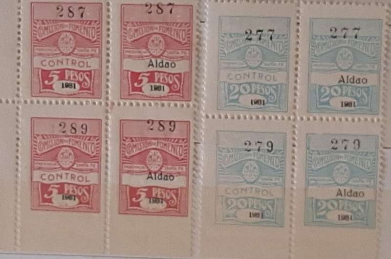 Argentina 1931 Province Santa Fe Development Revenue 2 Unused Blocks of 4 Numbered stamps