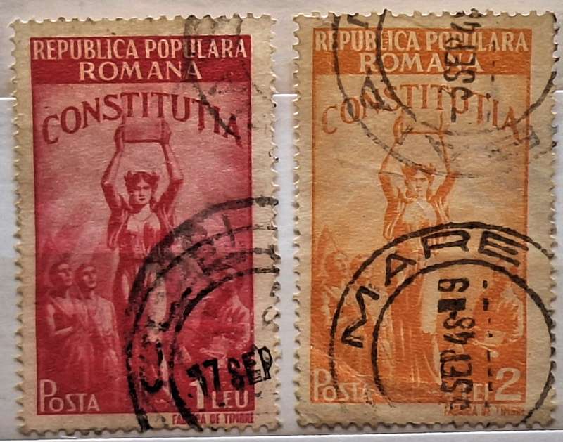 Romania 1948 Constitution 2 Used stamps from set of 3