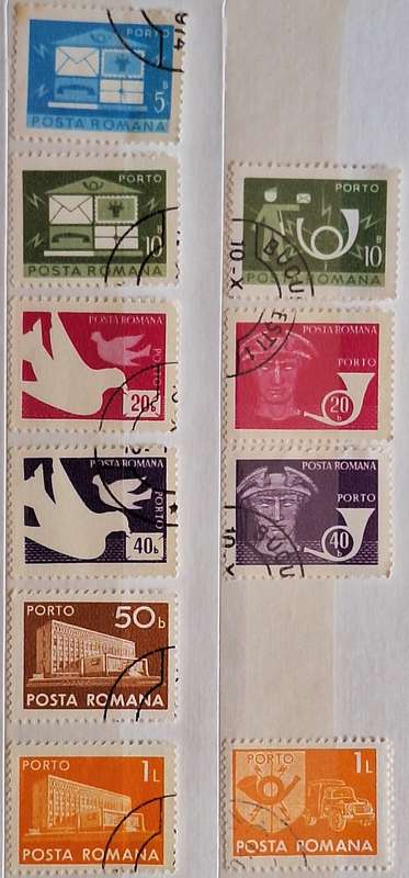 Romania 1974 Postage Due 10 Used stamps from set of 12