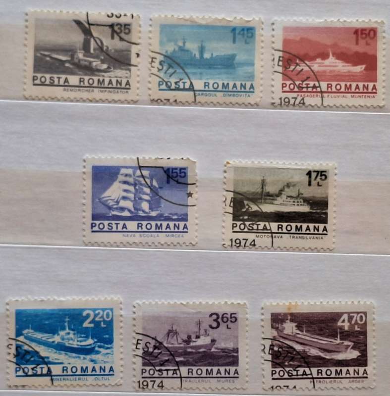 Romania 1974 Ships Set of 8 Used stamps