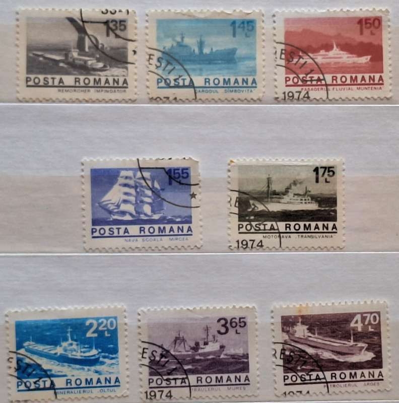 Romania 1974 Ships Set of 8 Used stamps