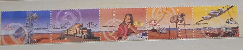 Australia 2001 Outback Services 1 Strip of 5 Cancelled Hinged stamps