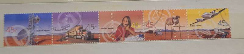 Australia 2001 Outback Services 1 Strip of 5 Cancelled Hinged stamps