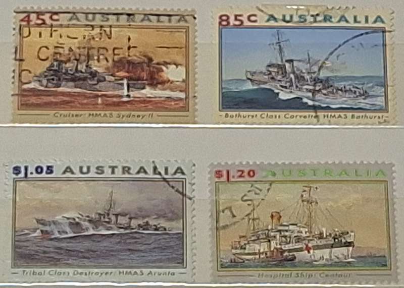 Australia 1993 Naval and Maritime War Vessels Set of 4 Used Hinged stamps