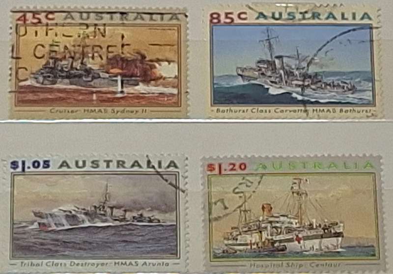 Australia 1993 Naval and Maritime War Vessels Set of 4 Used Hinged stamps
