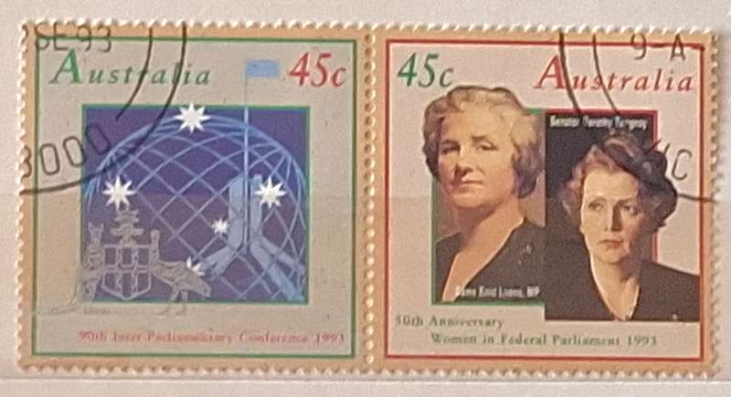 Australia 1993 Interparliamentary Conference Pair of Cancelled Hinged stamps