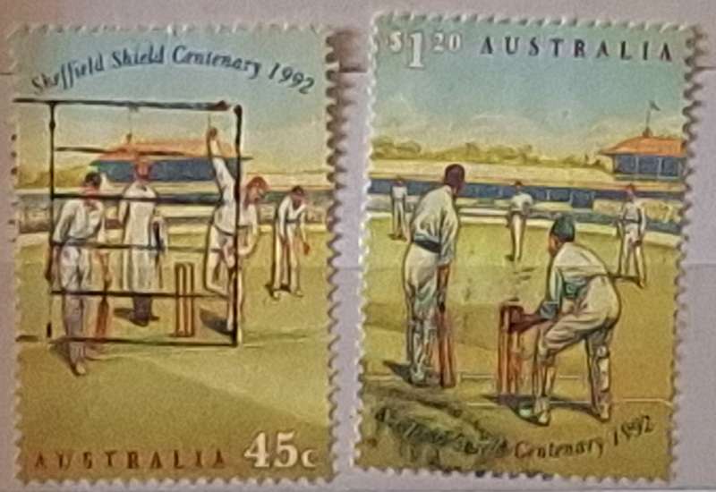 Australia 1992 Centenary of Sheffield Shield Cricket Set of 2 Used Hinged stamps