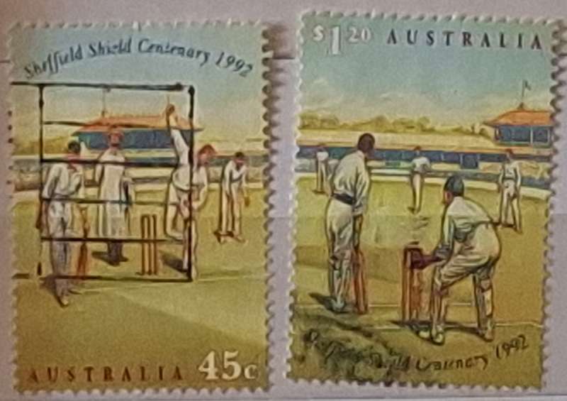Australia 1992 Centenary of Sheffield Shield Cricket Set of 2 Used Hinged stamps