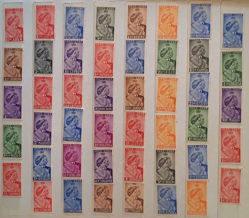 1948 The Silver Wedding King George and Queen Elizabeth 46 Various 1d Mint Onmibus stamps