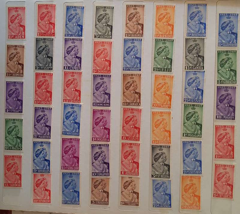1948 The Silver Wedding King George and Queen Elizabeth 46 Various 1d Mint Onmibus stamps