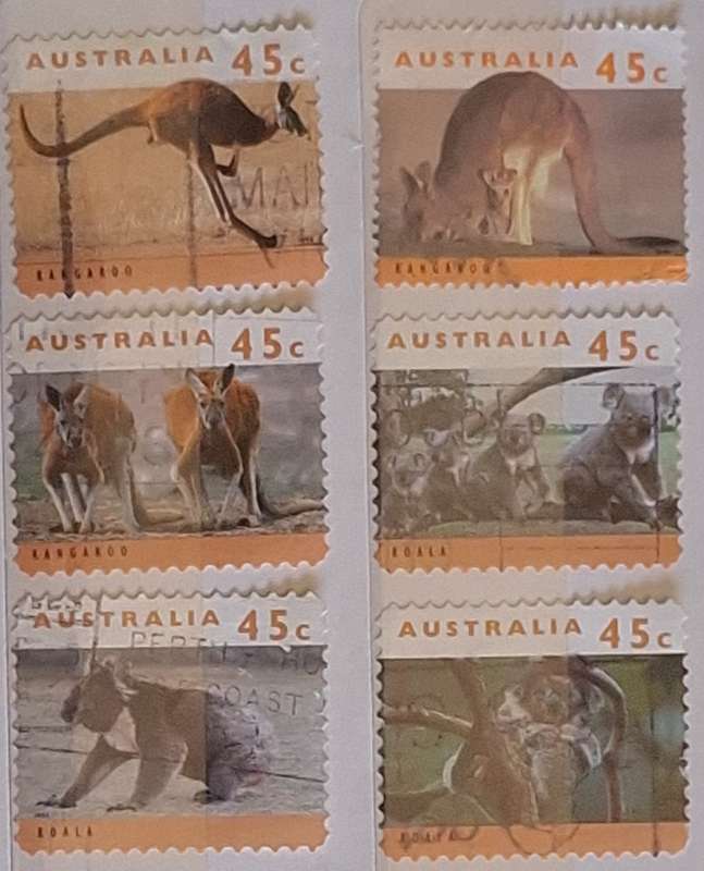 Australia 1994 Kangaroos and Kaolas Set of 6 Used Hinged stamps