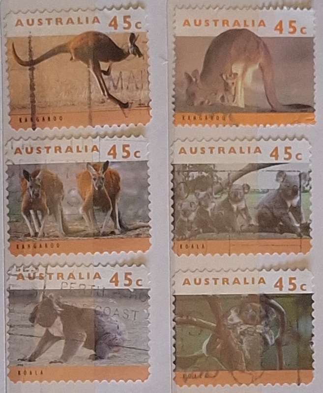 Australia 1994 Kangaroos and Kaolas Set of 6 Used Hinged stamps