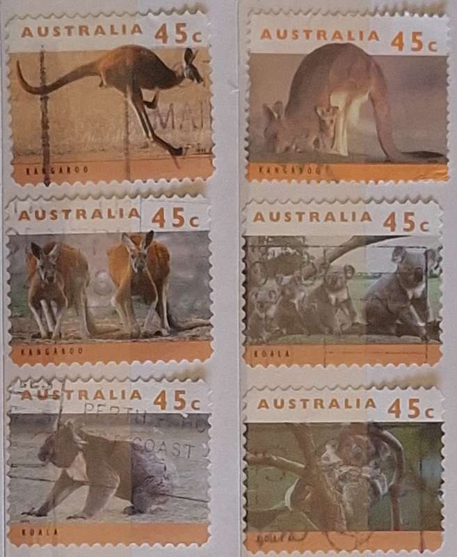 Australia 1994 Kangaroos and Kaolas Set of 6 Used Hinged stamps