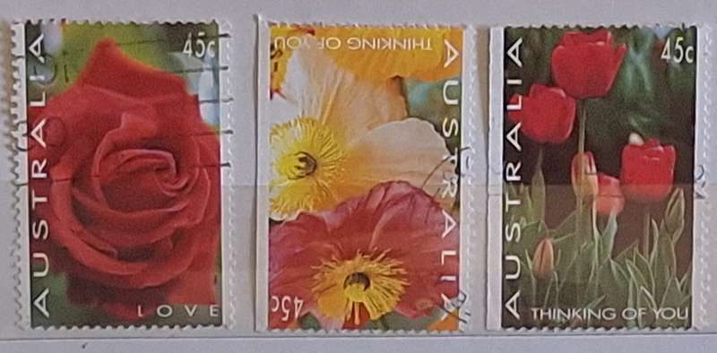 Australia 1994 Love/Thinking of You Flowers Set of 3 Used Hinged stamps