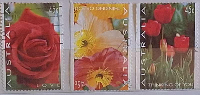 Australia 1994 Love/Thinking of You Flowers Set of 3 Used Hinged stamps
