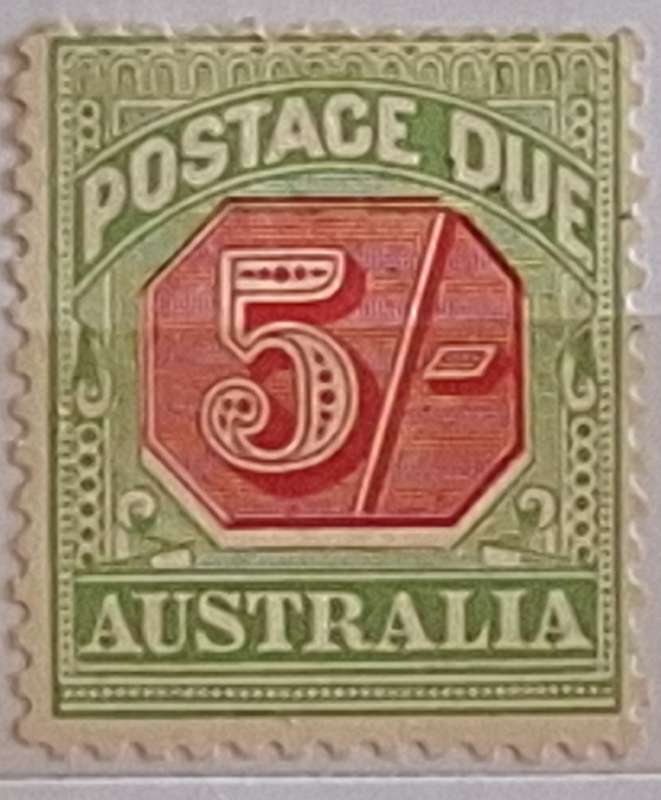 Australia 5/- Shilling Red & Green Postage Due 1 Unused Hinged stamp