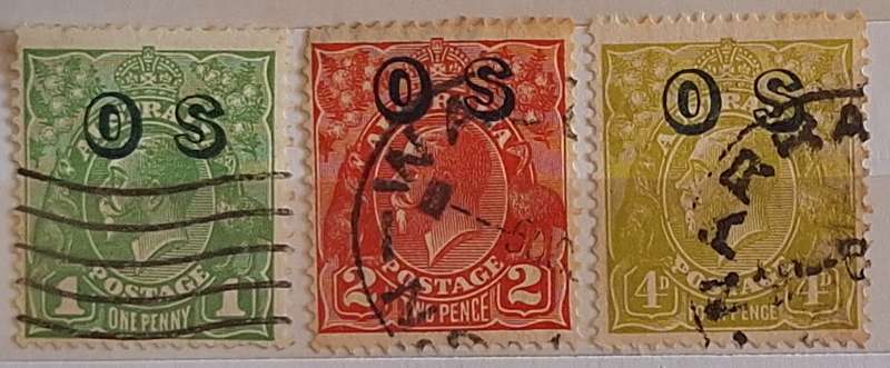 Australia 1932 George V  Overprinted OS 3 Used stamps