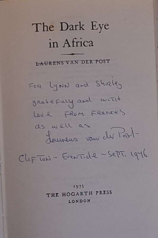 The Dark Eye in Africa by Laurens Van der Post Hardcover 1975 5th Impression Signed Copy