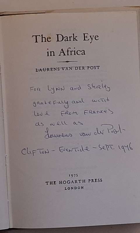 The Dark Eye in Africa by Laurens Van der Post Hardcover 1975 5th Impression Signed Copy