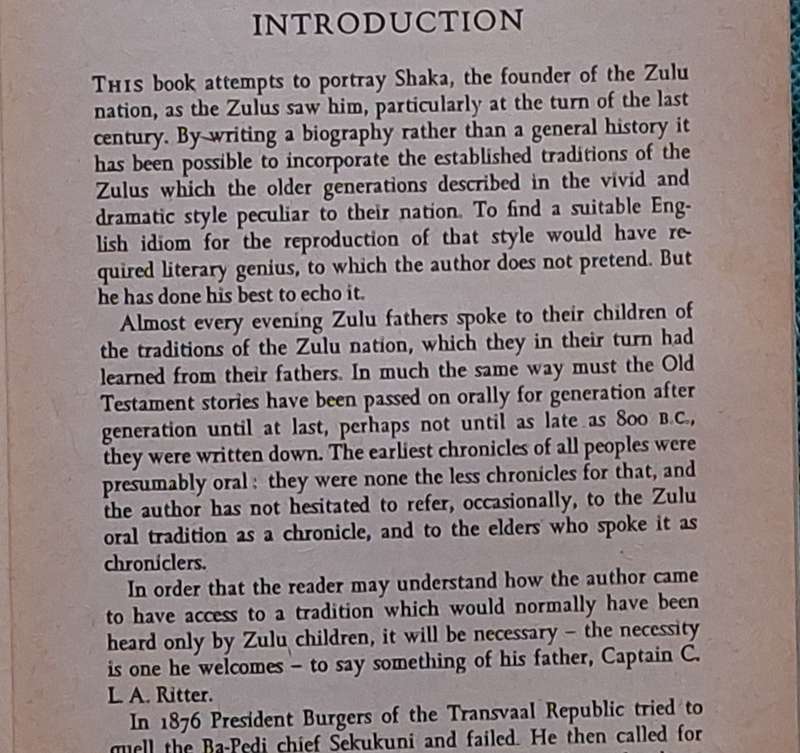Shaka Zulu by E A Ritter Paperback