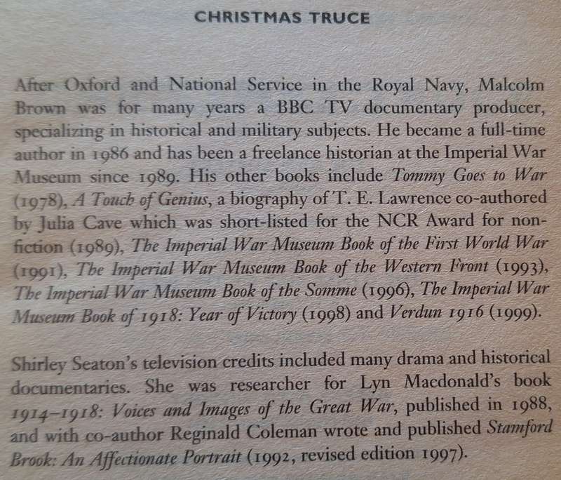 Christmas Truce: The Western Front December 1914 by Malcolm Brown and Shirley Seaton Paperback