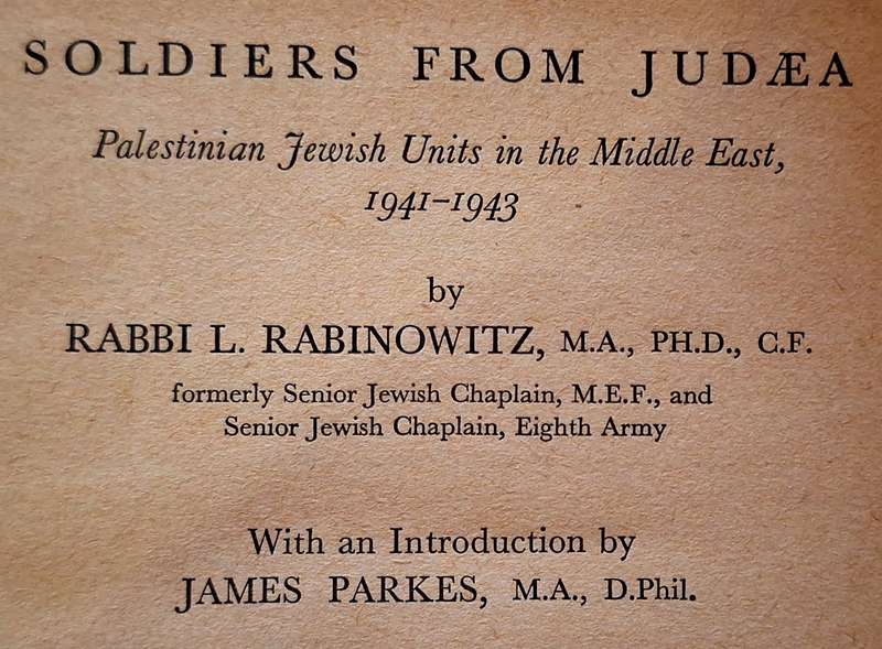 Soldiers from Judaea by Rabbi L Rabinowitz Hardcover 1944