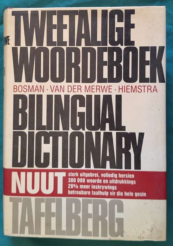Tweetalige Woordeboek Bilingual Dictionary by Bosman, Van Der Merwe, Hiemstra Hardcover 1986 3rd Imp