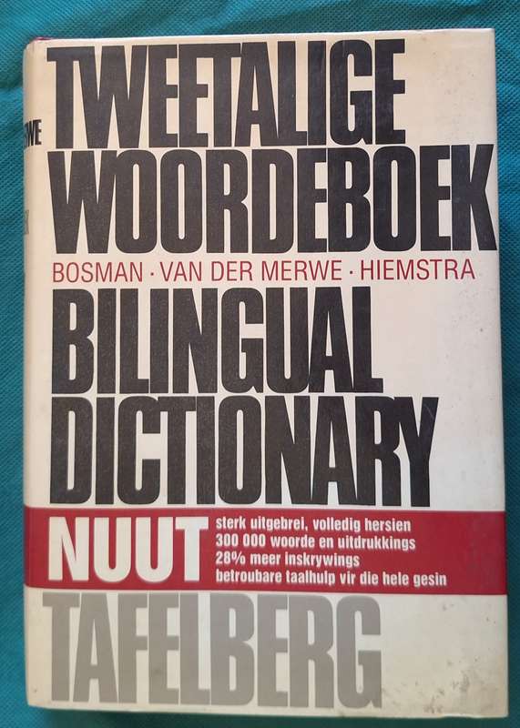 Tweetalige Woordeboek Bilingual Dictionary by Bosman, Van Der Merwe, Hiemstra Hardcover 1986 3rd Imp