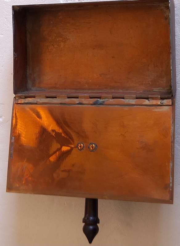 Vintage Lidded Copper box with wooden handle