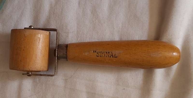 Vintage small SIGNAL wooden roller. Printing decorating