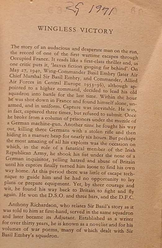 Wingless Victory by Anthony Richardson Paperback