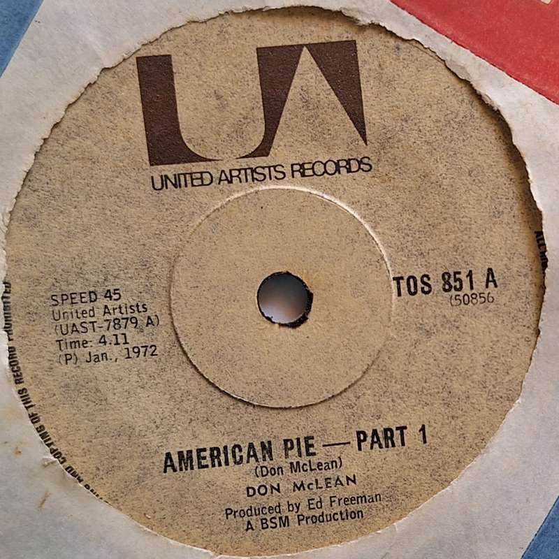 American Pie Don McLean United Artists Records TOS 851