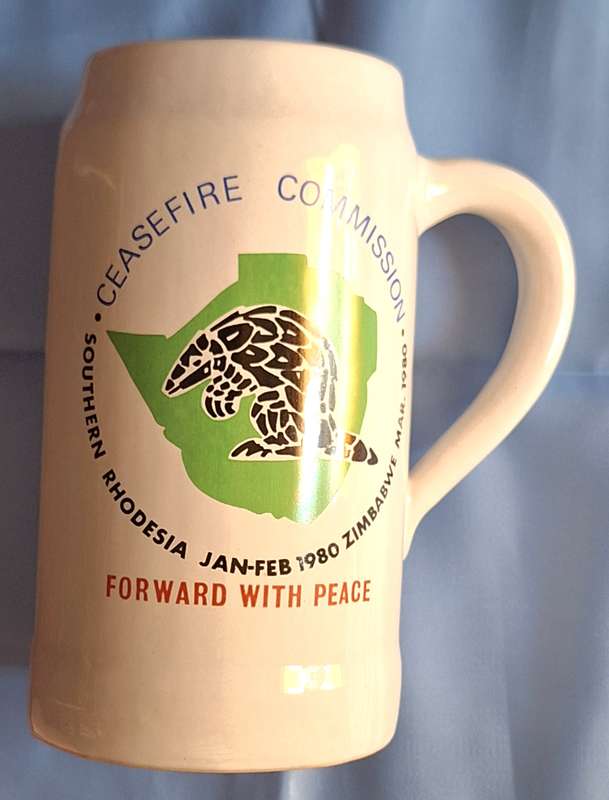 Rhodesia Ceasefire Commission Tankard 1980 Forward With Peace