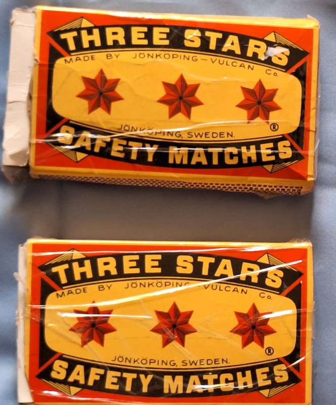 Three Stars Swedish Safety Matches (2 boxes)