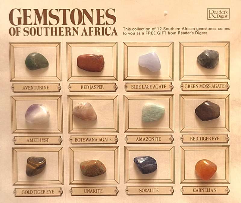 Gemstones of Southern Africa on Description Card with 12 stones by Reader's Digest