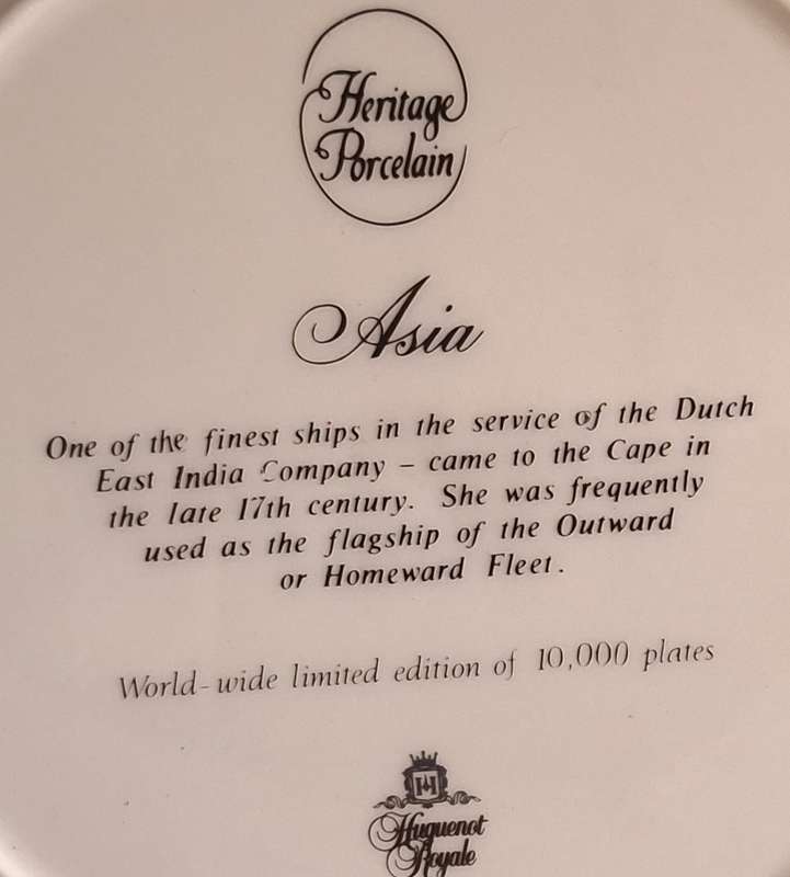 Heritage Porcelain Limited Edition Plate of Asia
