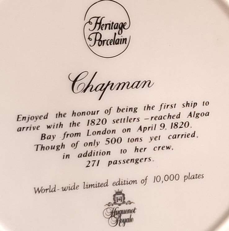 Heritage Porcelain Limited Edition Plate of Chapman