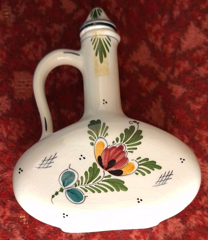 Delft Coloured Hand Painted Decanter with Top