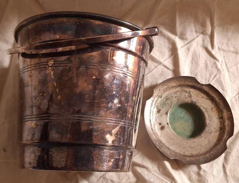 A Plated Wepco Ice Bucket with Drain Cover Insert