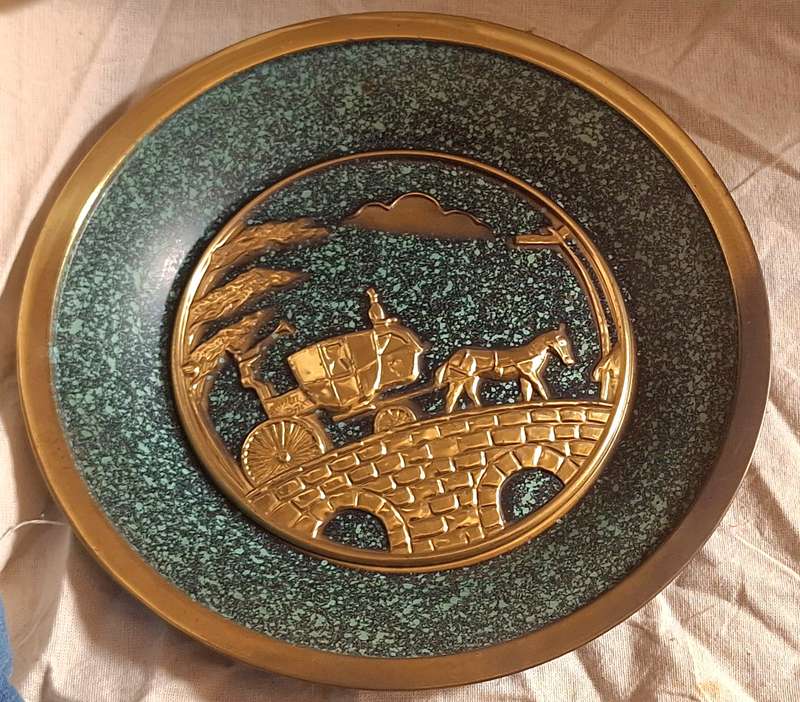 English carriage Brass plate with Green Speckles Made in England