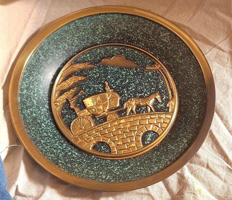 English carriage Brass plate with Green Speckles Made in England
