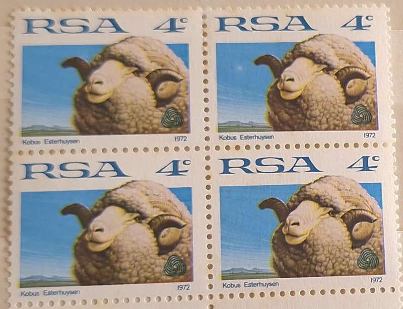 RSA 1972 Sheep Block of 4 Mint stamps