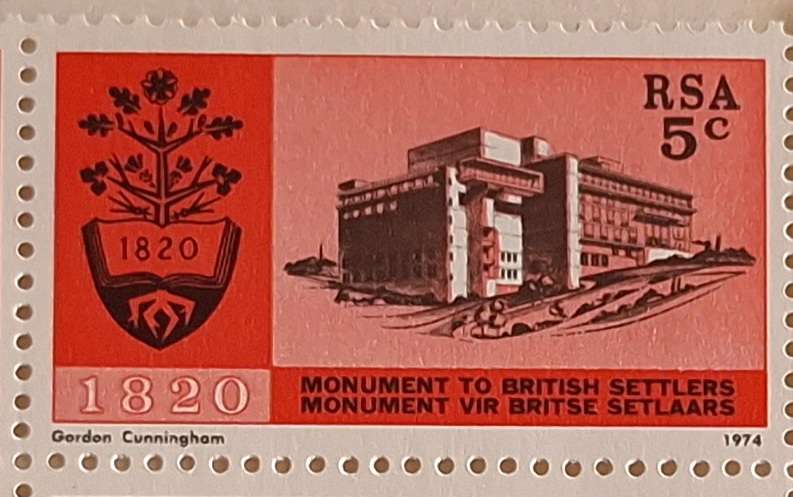 RSA 1974 Inauguration of British Settlers Monument Mint Control Block of 4 stamps