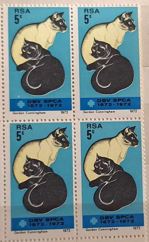 RSA 1972 Centenary of SPCA Mint Control Block of 4 stamps B