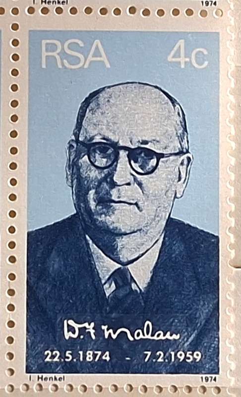 RSA 1974 Birth Centenary D F Malan Mint Control Block of 4 stamps