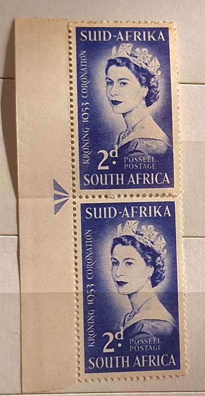 Union of South Africa 1953 Coronation of Queen Elizabeth II Mint Left Margin Arrow Pair