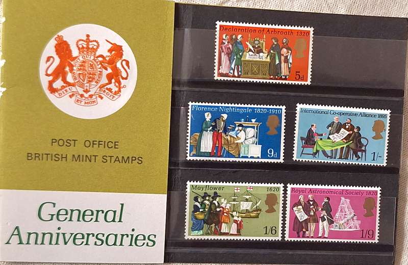 GB 1970 General Anniversaries Presentation Pack No. 16 Set of 5 Mint stamps