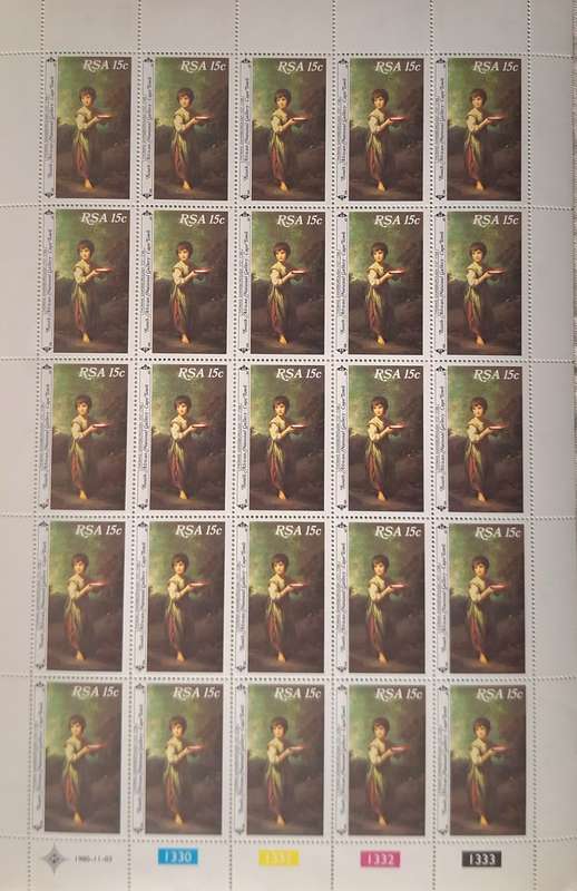RSA 1980 National Art Gallery 15c  Mint Sheet of 25 stamps
